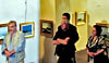 Ştefan Sileanu, Cornel Popescu, Alexandru Pavel şi Marinela Popescu la vernisajul expoziţiei lui Ştefan Sileanu